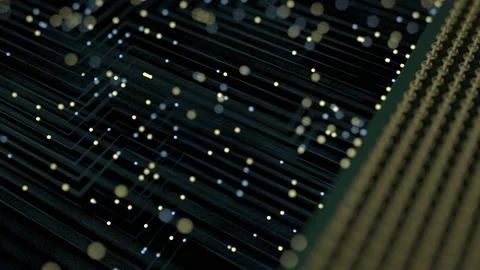 A computer processor with millions of connections and signals. Technology cpu ba Stock Footage 194285402