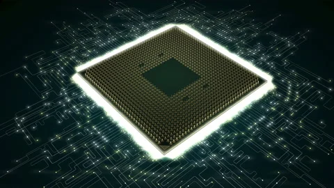 A computer processor with millions of connections and signals. Technology cpu ba Stock Footage 194286490