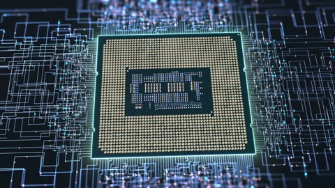 A computer processor with millions of connections and signals. Stock Footage 218147215