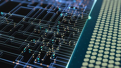 A computer processor with millions of connections and signals. Stock Footage 218148430
