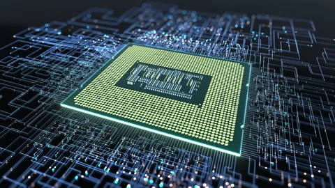 A computer processor with millions of connections and signals. Stock Footage 218152390
