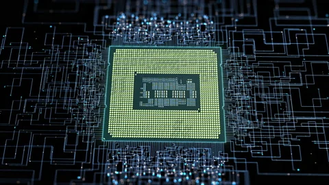 A computer processor with millions of connections and signals. Stock Footage 218153420