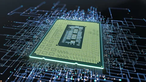 A computer processor with millions of connections and signals. Stock Footage 218154410