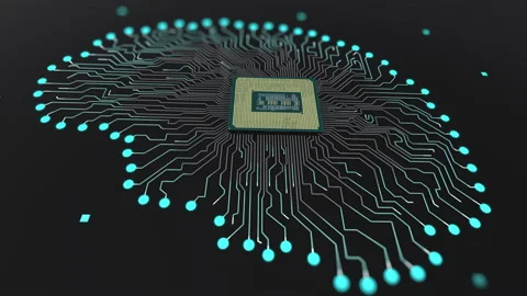 A computer processor with millions of connections and signals. Stock Footage 219384734
