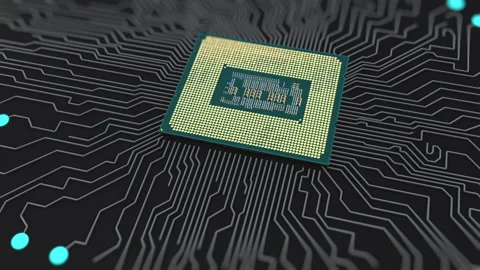 A computer processor with millions of connections and signals. Stock Footage 219384848