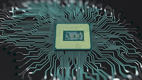 A computer processor with millions of connections and signals. Stock Footage 219386258