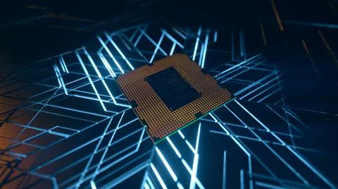 A computer processor with millions of connections and signals. Technology cpu Illustrazione stock