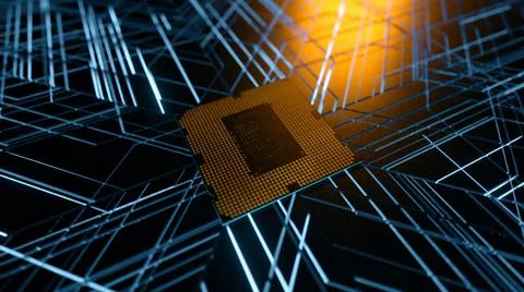 A computer processor with millions of connections and signals. Technology cpu Stock Illustration