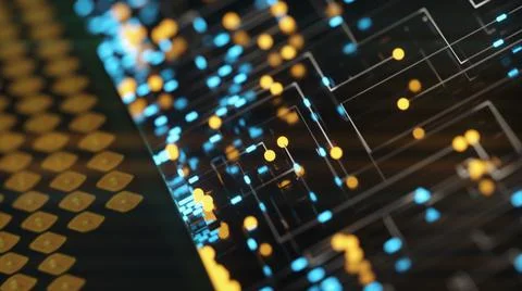 A computer processor with millions of connections and signals. Technology cpu Stock Illustration