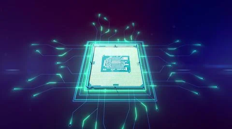 Computer processor with millions of connections and signals. Data Transmission 스톡 일러스트