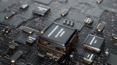 Computer processor on the motherboard in a 3D animation 库存影片 253621354