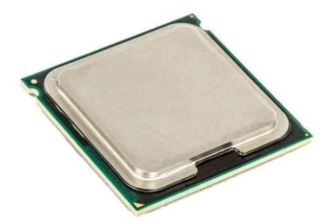 Computer processor, multicore CPU, isolated on white background Stock Photos