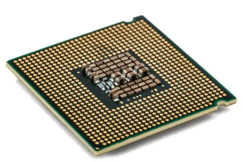 Computer processor, multicore CPU, isolated on white background Stock Photos