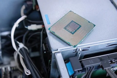 Computer Processor on Open Server Hardware Stock Photos