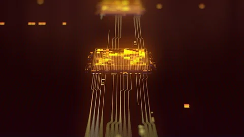 Computer processor or chip digital activation visualization Stock Footage 124105007