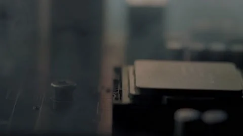 Computer Processor Overheated Smoke in the Motherboard Slot Stock Footage 163684125