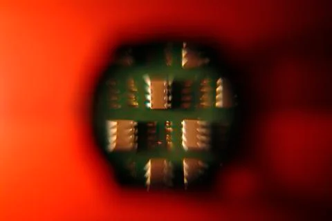 Computer processor with red background Stock Photos