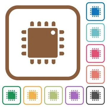 Computer processor simple icons イラスト素材