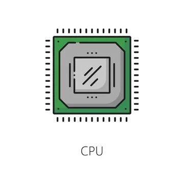 Computer processor software color line icon 库存插图