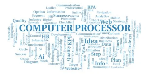Computer Processor typography word cloud create with the text only. イラスト素材