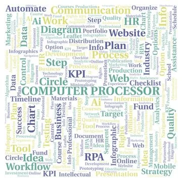 Computer Processor typography word cloud create with the text only. 스톡 일러스트