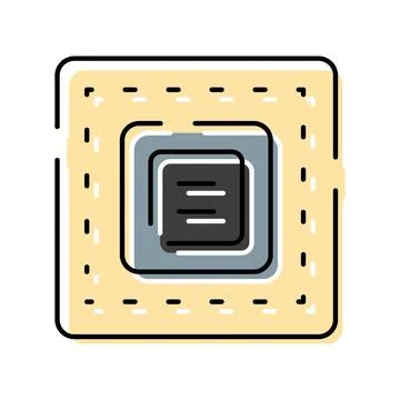 Computer processor unit flat line art illustration 스톡 일러스트