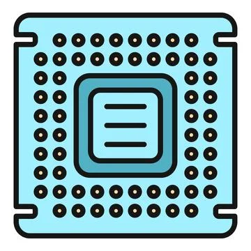 Computer processor unit flat line icon design Stockillustratie