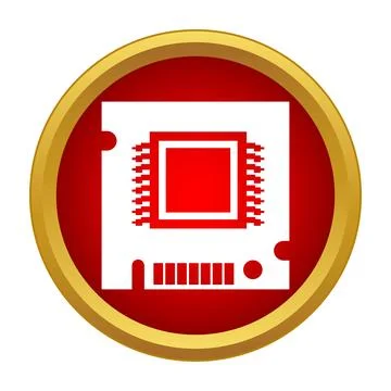Computer processor unit integrated on circuit board icon Illustrazione stock