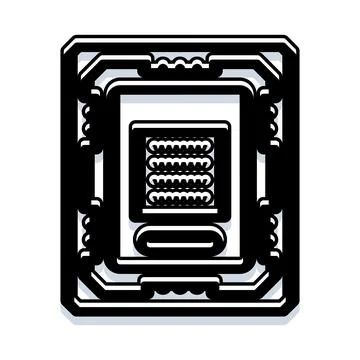 Computer processor unit technology black and white illustration イラスト素材