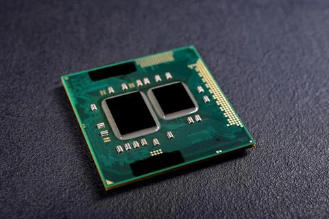 A computer processor used in notebook computers. Spare parts for the repair o Foto stock