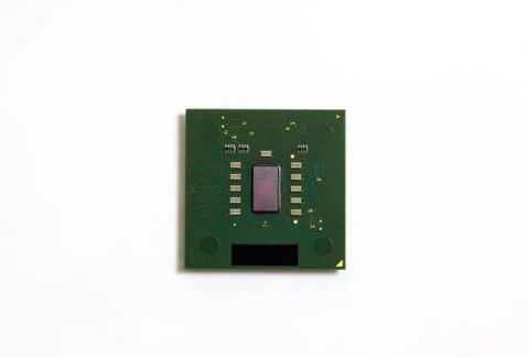 Computer processor on white background close up 写真素材