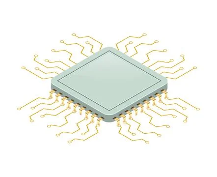 Computer processor on a white background. Stock Illustration