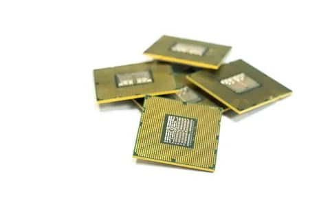 Computer processor on white isolated background, laptop cpu 库存照片