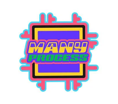 Computer processor Y2K groovy sticker or label Stockillustratie