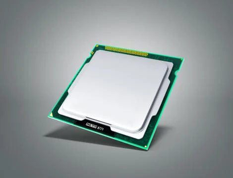 Computer Processors CPU High resolution 3d render on grey Stock Illustration