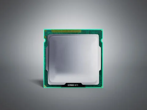 Computer Processors CPU High resolution 3d render on grey Illustrazione stock