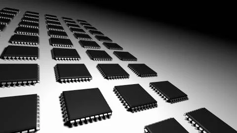 Computer Processors CPU's 3D Illustrazione stock