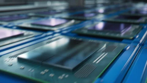 Computer Processors on Production Line Vidéo 241484787