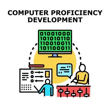 Computer proficiency development achieving digital skills goals Illustration