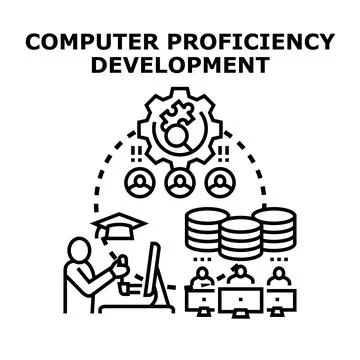 Computer proficiency development concept vector illustration 库存插图
