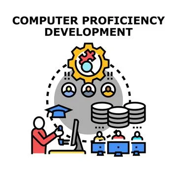 Computer proficiency development concept vector illustration Illustrazione stock