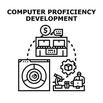 Computer proficiency development process vector icon Illustrazione stock