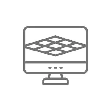 Computer program for 3d printer, 3D product modeling line icon. Stock Illustration