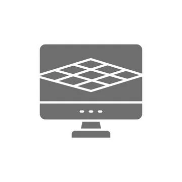 Computer program for 3d printer, 3D product modeling grey icon. Stock Illustration