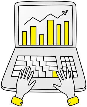 Computer program for analytics and statistics. Person working with accounting Stock Illustration