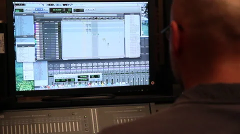 Computer program with audio engineer Stock Footage 53002310
