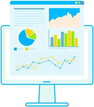 Computer program for business analytics and statistics. Financial accounting Stock Illustration