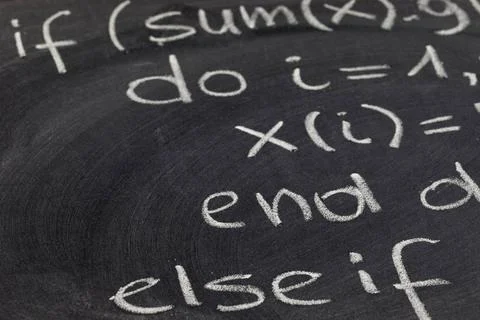 Computer program code a detail of computer code in Fortran explained with ... 스톡 사진