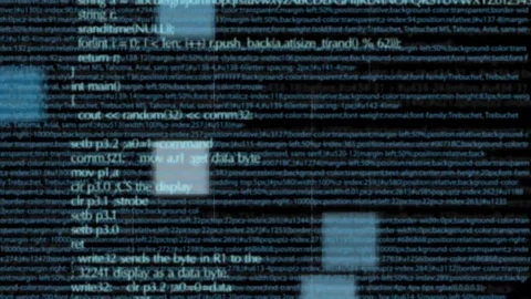 Computer program code flying on pure black Stock Footage 92833558