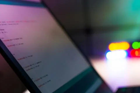 Computer program code on laptop screen Foto stock